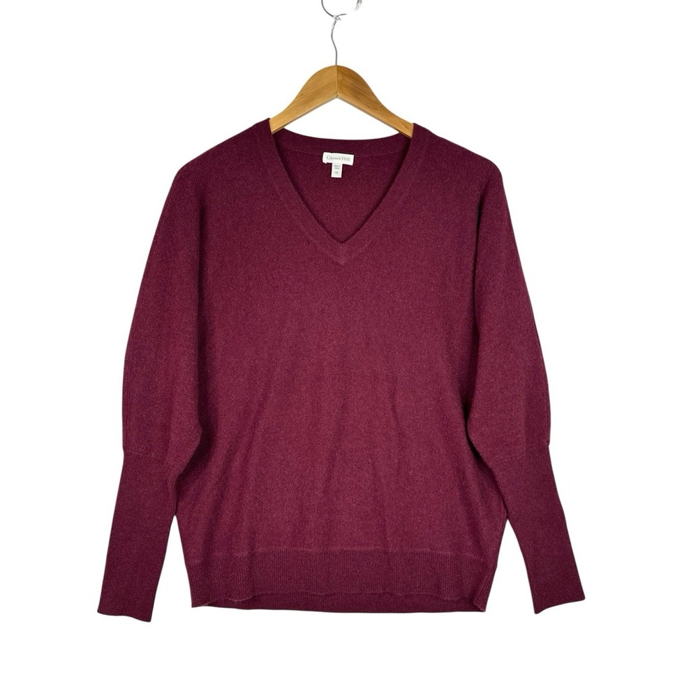 Garnet Hill 100% Cashmere V Neck‎ Sweater XS Burgundy